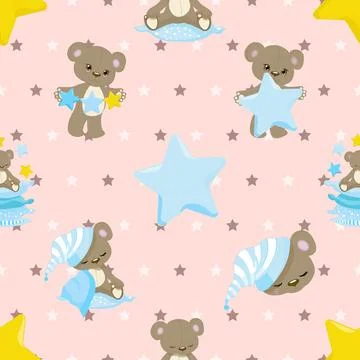Seamless repeating pattern with cute bears Stock Illustration