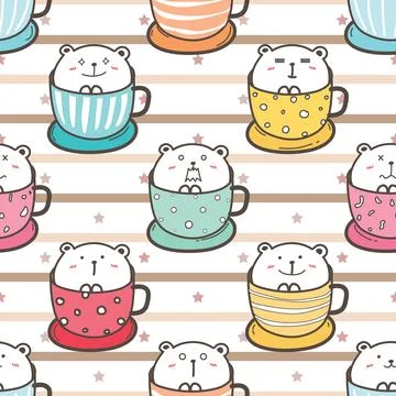 Seamless repeating pattern with cute bears Stock Illustration