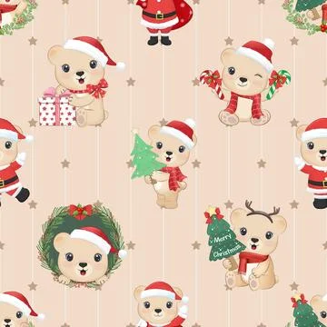 Seamless repeating pattern with cute bears Stock Illustration