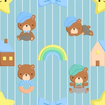 Seamless repeating pattern with cute bears Stock Illustration