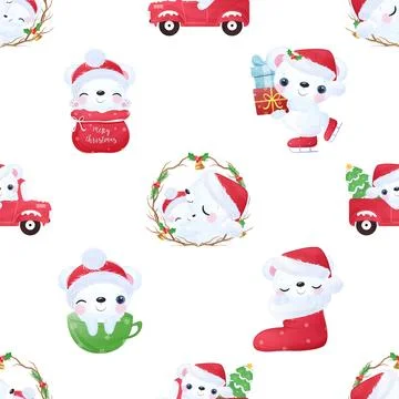 Seamless repeating pattern with cute bears Stock Illustration