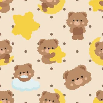 Seamless repeating pattern with cute bears Stock Illustration