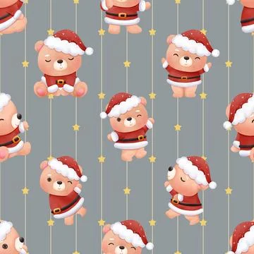 Seamless repeating pattern with cute bears Stock Illustration