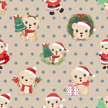 Seamless repeating pattern with cute bears Stock Illustration