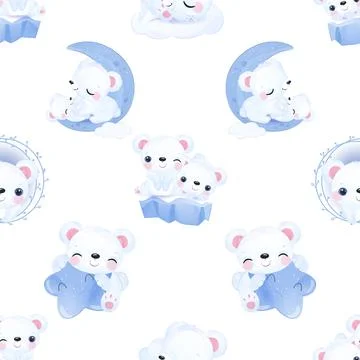 Seamless repeating pattern with cute bears Stock Illustration