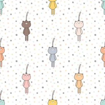 Seamless repeating pattern with cute bears Stock Illustration