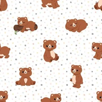 Seamless repeating pattern with cute bears Stock Illustration