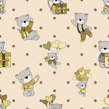 Seamless repeating pattern with cute bears Stock Illustration