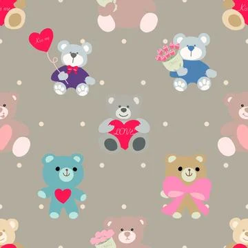 Seamless repeating pattern with cute bears Stock Illustration