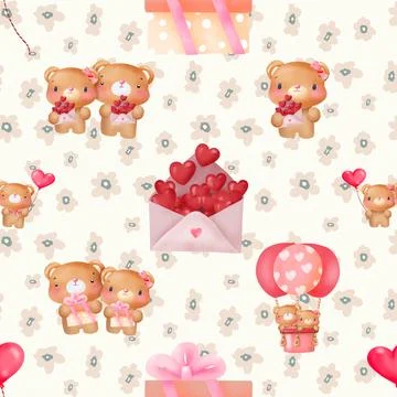 Seamless repeating pattern with cute bears Stock Illustration