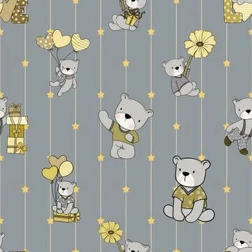 Seamless repeating pattern with cute bears Stock Illustration