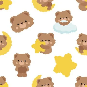 Seamless repeating pattern with cute bears Stock Illustration