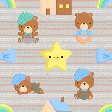 Seamless repeating pattern with cute bears Stock Illustration
