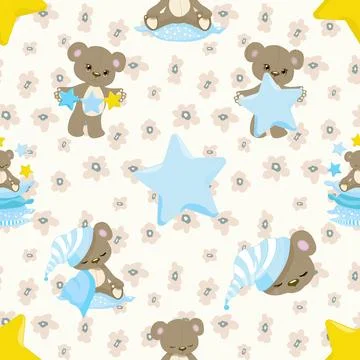 Seamless repeating pattern with cute bears Stock Illustration
