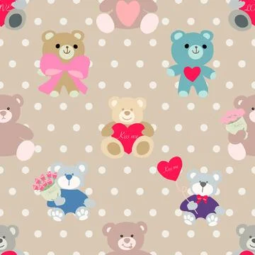 Seamless repeating pattern with cute bears Illustrazione stock