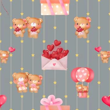 Seamless repeating pattern with cute bears Illustrazione stock