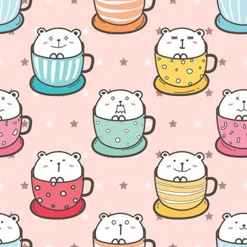 Seamless repeating pattern with cute bears Stock Illustration