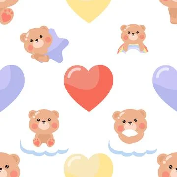 Seamless repeating pattern with cute bears Stock Illustration