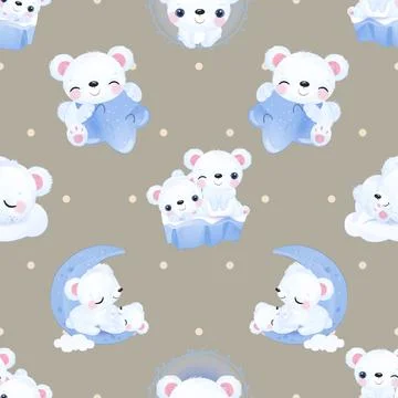 Seamless repeating pattern with cute bears Stock Illustration