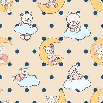 Seamless repeating pattern with cute bears Stock Illustration