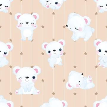Seamless repeating pattern with cute bears Stock Illustration