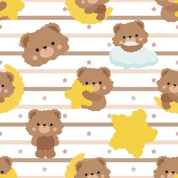 Seamless repeating pattern with cute bears Stock Illustration