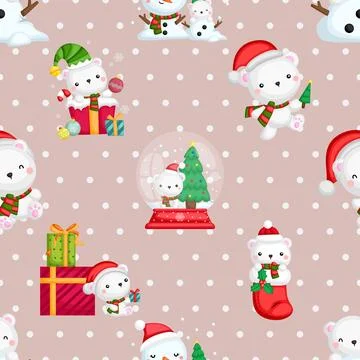 Seamless repeating pattern with cute bears Stock Illustration