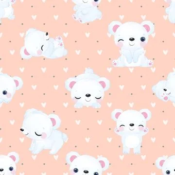 Seamless repeating pattern with cute bears Stock Illustration