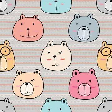 Seamless repeating pattern with cute bears Stock Illustration