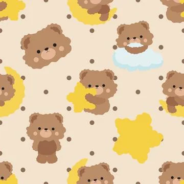 Seamless repeating pattern with cute bears Stock Illustration