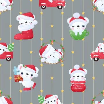 Seamless repeating pattern with cute bears Stock Illustration