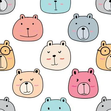 Seamless repeating pattern with cute bears Stock Illustration