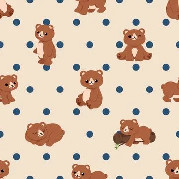 Seamless repeating pattern with cute bears Stock Illustration
