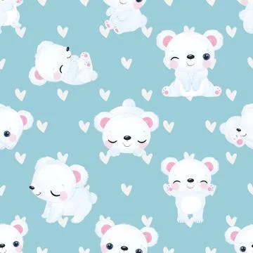 Seamless repeating pattern with cute bears Illustrazione stock