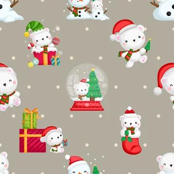 Seamless repeating pattern with cute bears Stock Illustration