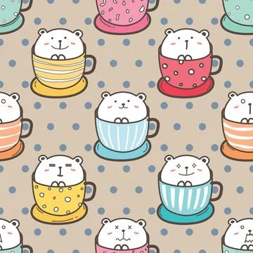 Seamless repeating pattern with cute bears Stock Illustration