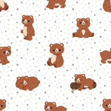 Seamless repeating pattern with cute bears Stock Illustration
