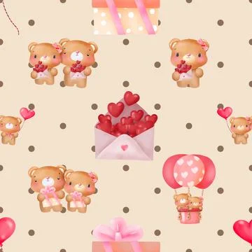 Seamless repeating pattern with cute bears Stock Illustration