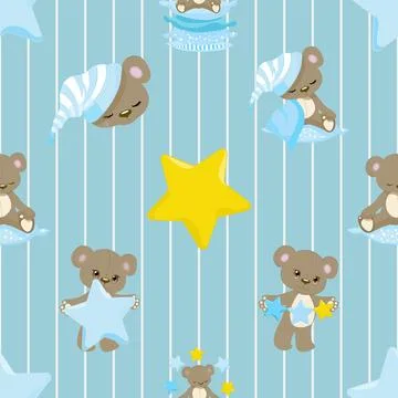 Seamless repeating pattern with cute bears Stock Illustration