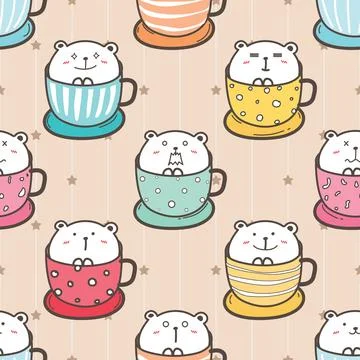Seamless repeating pattern with cute bears Stock Illustration