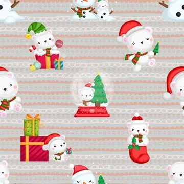 Seamless repeating pattern with cute bears Stock Illustration