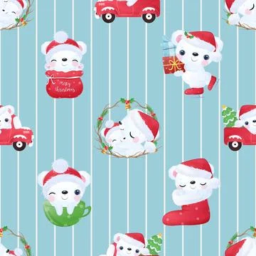 Seamless repeating pattern with cute bears Illustrazione stock