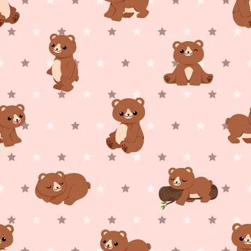 Seamless repeating pattern with cute bears Stock Illustration