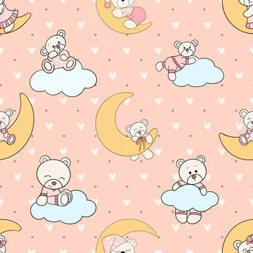 Seamless repeating pattern with cute bears Stock Illustration