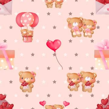 Seamless repeating pattern with cute bears Stock Illustration