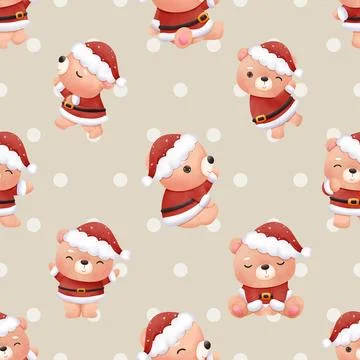 Seamless repeating pattern with cute bears Stock Illustration