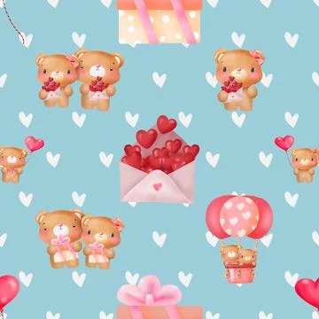 Seamless repeating pattern with cute bears Stock Illustration