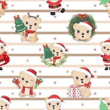 Seamless repeating pattern with cute bears Stock Illustration