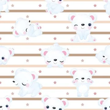 Seamless repeating pattern with cute bears Stock Illustration