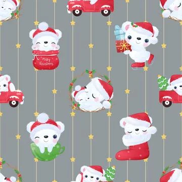 Seamless repeating pattern with cute bears Stock Illustration